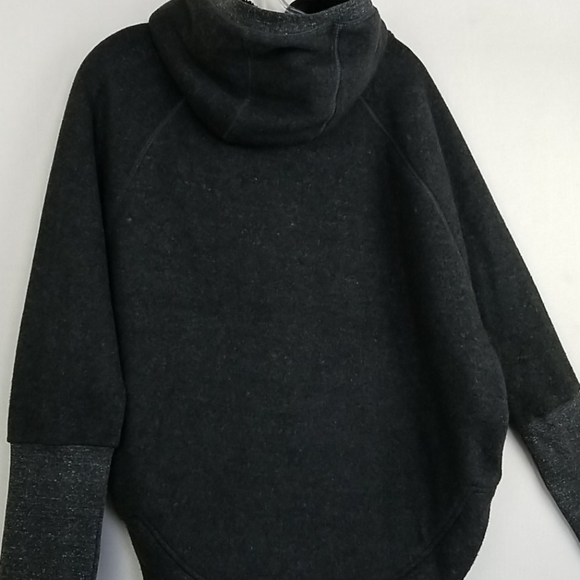 Alo Yoga Charcoal Gray Sherpa Hoodie Curved Hem Sweatshirt Size Medium - Picture 10 of 13